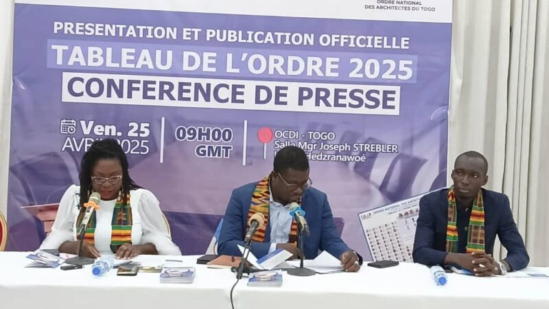 L’Ordre des Architectes du Togo publie la liste officielle des professionnels habilités pour 2025