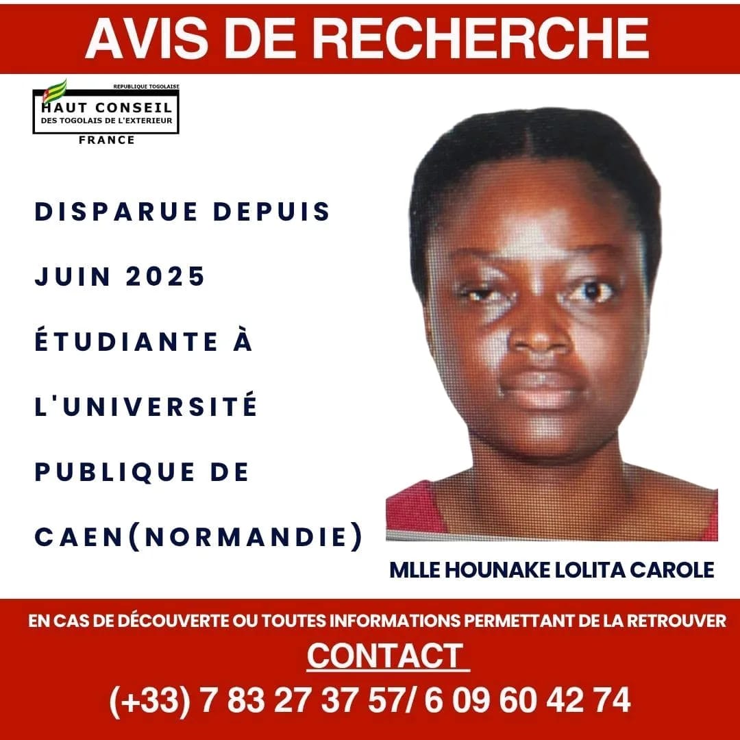 Disparition inquiétante de l’étudiante togolaise Hounaké Lolita Carole en France